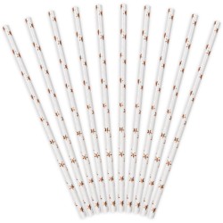 10 Pailles Blanches - Etoiles Mtalliss Rose Gold. n1