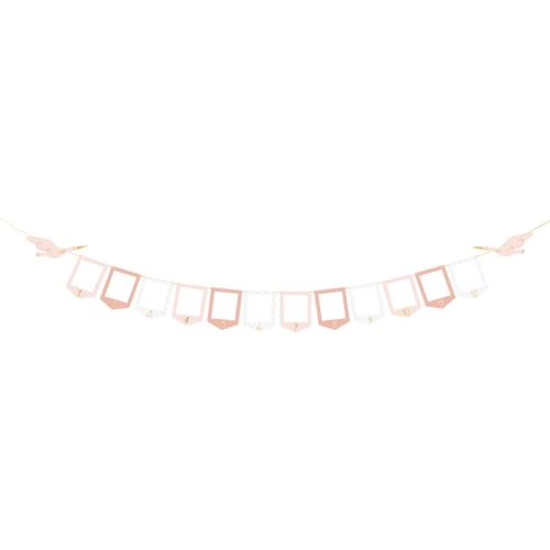 Guirlande Porte-Photos Cigogne Rose - 3m 