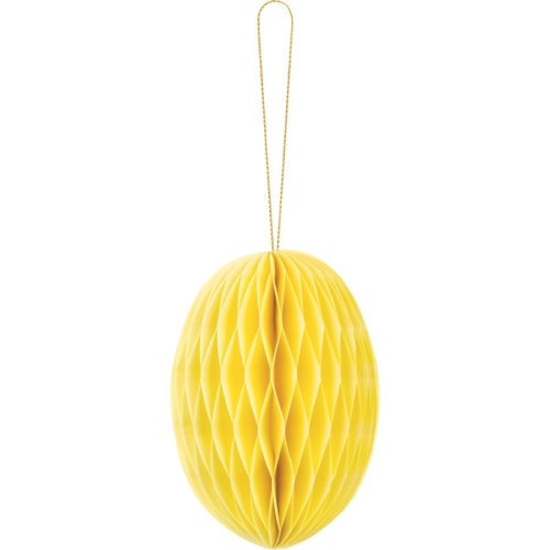 1 Dcoration Oeuf en Nid d Abeille 12 cm - Jaune 