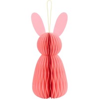 1 D�coration Lapin Nid d'Abeille 12 cm - Rose