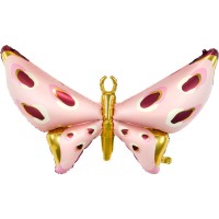 Ballon Aluminium Hlium Papillon Rose/Or