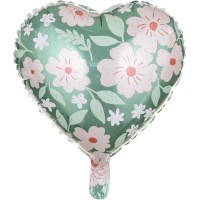 Ballon Aluminium Hélium Coeur Fleuri