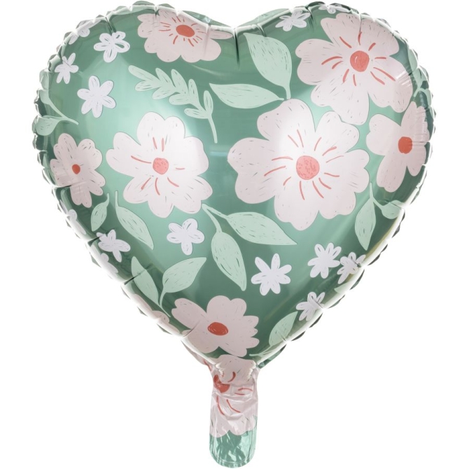 Ballon Aluminium Hlium Coeur Fleuri 