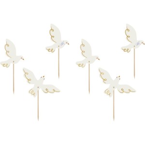 6 Pics Cake Toppers Colombe