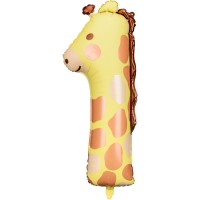 Ballon Aluminium Hlium Animaux Chiffre 1 - Girafe