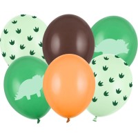 Contient : 1 x Bouquet 6 Ballons - Dino Triceratops