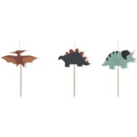 Contient : 1 x 3 Bougies Dino Triceratops