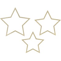 Set de 3 Suspensions Étoiles Dorées à Paillettes - En Bois