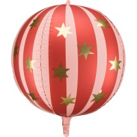 Ballon Aluminium Hlium Rouge Mat avec toiles Dores  50 cm