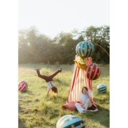 Ballon Aluminium Hlium Rouge Mat avec toiles Dores  50 cm. n1