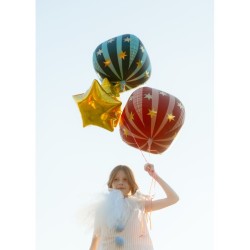 Ballon Aluminium Hlium Rouge Mat avec toiles Dores  50 cm. n2