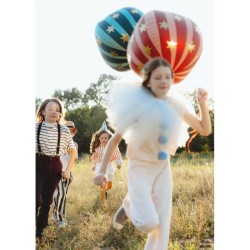 Ballon Aluminium Hlium Rouge Mat avec toiles Dores  50 cm. n3