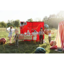 Ballon Aluminium Hlium Rouge Mat avec toiles Dores  50 cm. n4