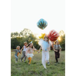 Ballon Aluminium Hlium Rouge Mat avec toiles Dores  50 cm. n5