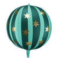 Ballon Aluminium Hlium Vert Mat avec toiles Dores  50 cm