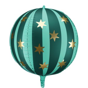 Ballon Aluminium Hlium Vert Mat avec toiles Dores  50 cm
