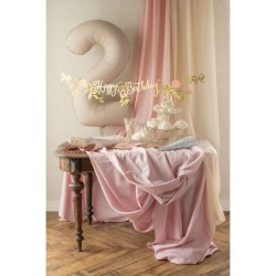 Bannire Happy Birthday Fleurs Rose / Or - 1, 3 m. n3