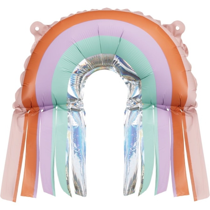 Ballon Aluminium Hélium Arc-en-Ciel à Franges - 33 cm
