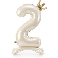 Ballon Aluminium Debout Chiffre 2 Crme Clair - 84 cm