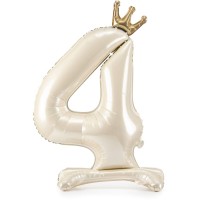 Ballon Aluminium Debout Chiffre 4 Crme Clair - 84 cm