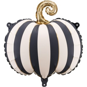 Ballon Aluminium Citrouille Raye Noires/Crmes - 39 cm