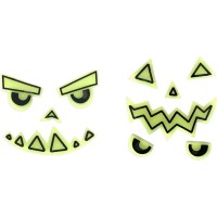2 Kits Autocollants Gel Visages Citrouilles Phosphorescents