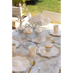 6 Assiettes Beige Floral – Détails Dorés Brillants. n°2