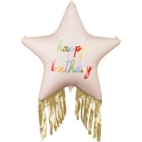 Ballon Aluminium Hlium  toile  Franges Happy Birthday  72 cm