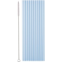 12 Pailles en Plastique  Bleu Clair  23 cm