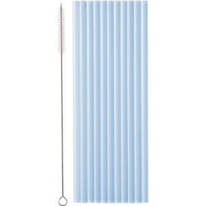12 Pailles en Plastique – Bleu Clair – 23 cm