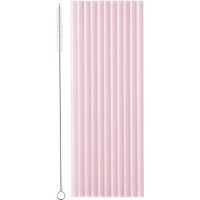12 Pailles en Plastique  Rose  23 cm