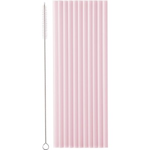 12 Pailles en Plastique – Rose – 23 cm
