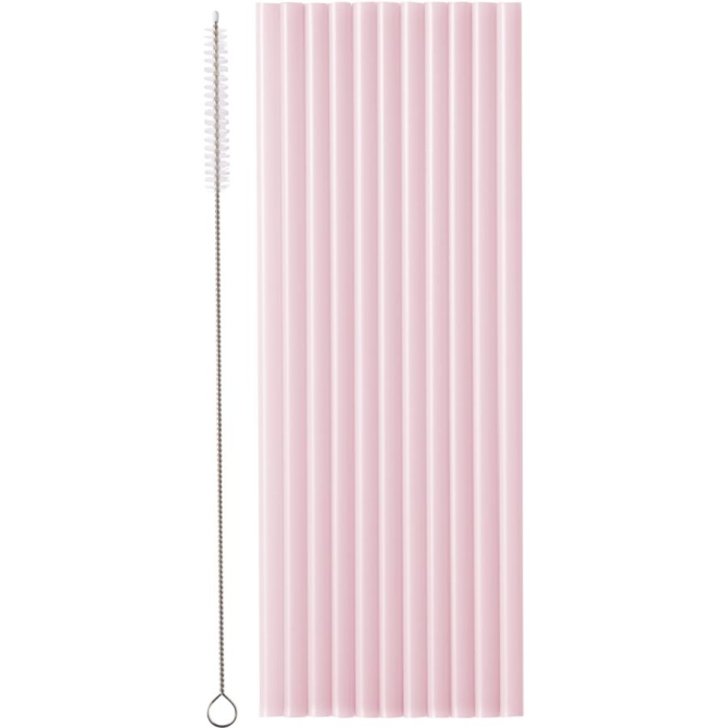 12 Pailles en Plastique – Rose – 23 cm