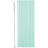 12 Pailles en Plastique  Vert  23 cm