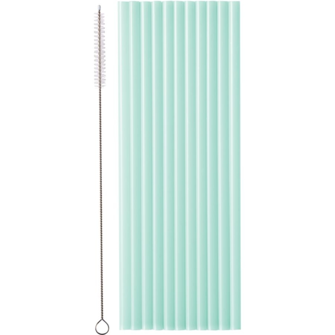 12 Pailles en Plastique – Vert – 23 cm