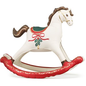 Ballon Aluminium Géant Cheval à Bascule de Noël – 118 cm