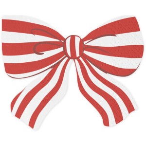 12 Serviettes Noeud Rayé – Rouge