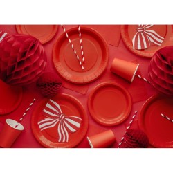 12 Serviettes Noeud Rayé – Rouge. n°3