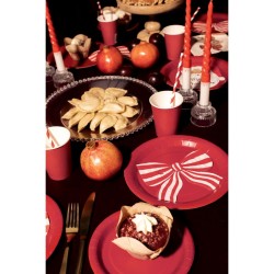 12 Serviettes Noeud Rayé – Rouge. n°5