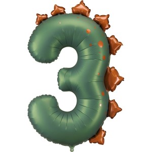 Ballon Aluminium Gant Dinosaure Chiffre 3  92 cm
