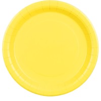 6 Assiettes Jaune �23 cm - En carton