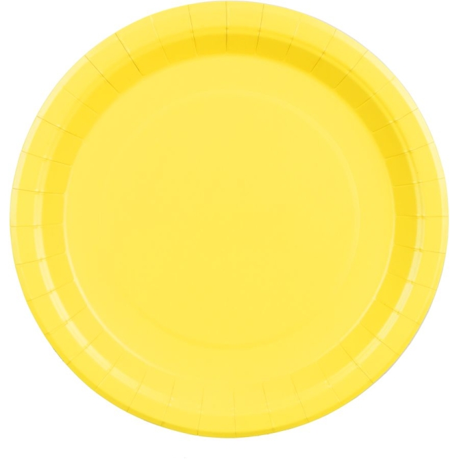 6 Assiettes Jaune �23 cm - En carton 