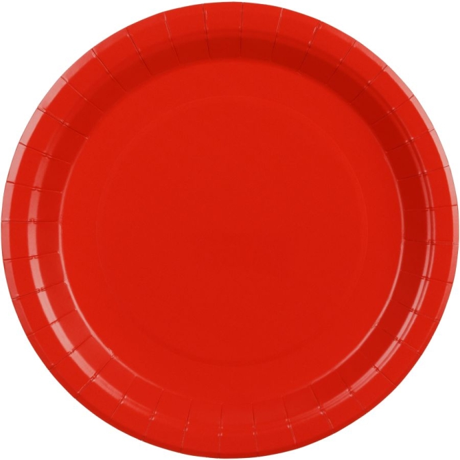 6 Assiettes Rouge Ø23 cm - En carton
