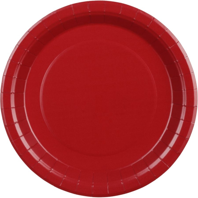 6 Assiettes Rouge Bordeaux �23 cm - En carton 