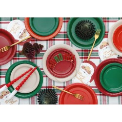 6 Assiettes Rouge Bordeaux �23 cm - En carton. n�4