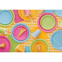 6 Assiettes Rose �23 cm - En carton. n�5