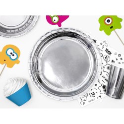 6 Assiettes Argent Ø23 cm - En carton. n°7