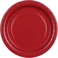 6 Assiettes Rouge Bordeaux �18 cm - En carton