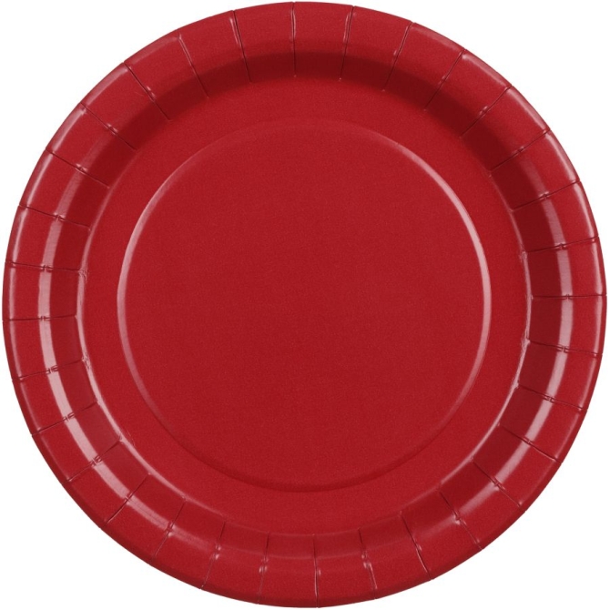 6 Assiettes Rouge Bordeaux Ø18 cm - En carton