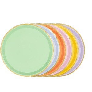 6 Assiettes Mix Bords Dorés Ø23 cm - En carton